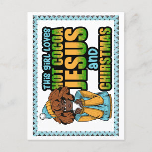 Cartão Postal Esta garota adora chocolate quente Jesus e Natal