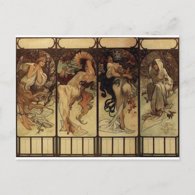 Cartão Postal Estação de Alphonse Mucha (Frente)