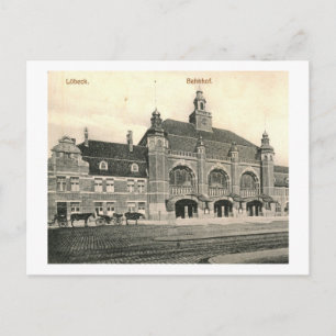 Cartão Postal Estação de Comboio Bahnhof, Lubeck, Alemanha, Vi