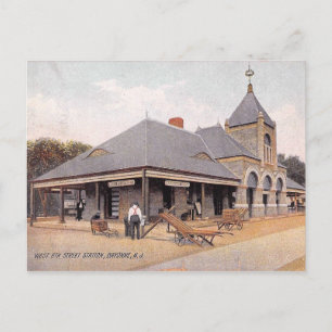 Cartão Postal Estação de Comboio de 1907, Bayonne, NJ Vintage