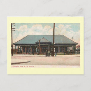 Cartão Postal Estação de Comboio, Newark, New Jersey Vintage