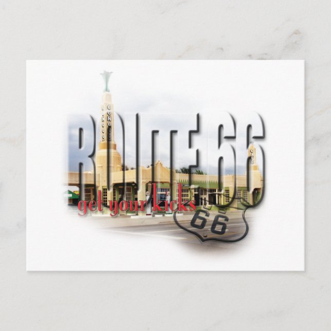 Cartão Postal Estação de Gás Conoco Antiga, Texas - Rota 66 (Frente)