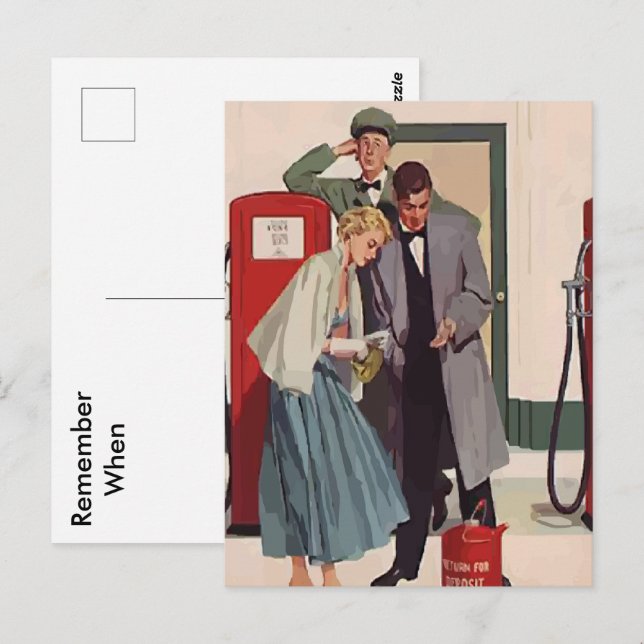 Cartão Postal Estação de Gás Vintage (Frente/Verso)