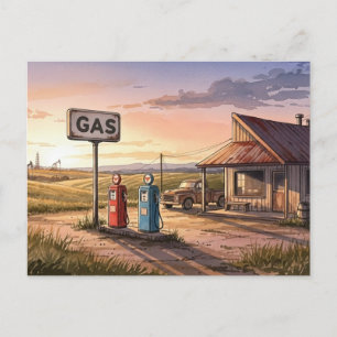 Cartão Postal Estação de Gás Vintage de Oklahoma Route 66