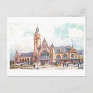 Cartão Postal Estação de trem antiga em Krefeld, Alemanha,