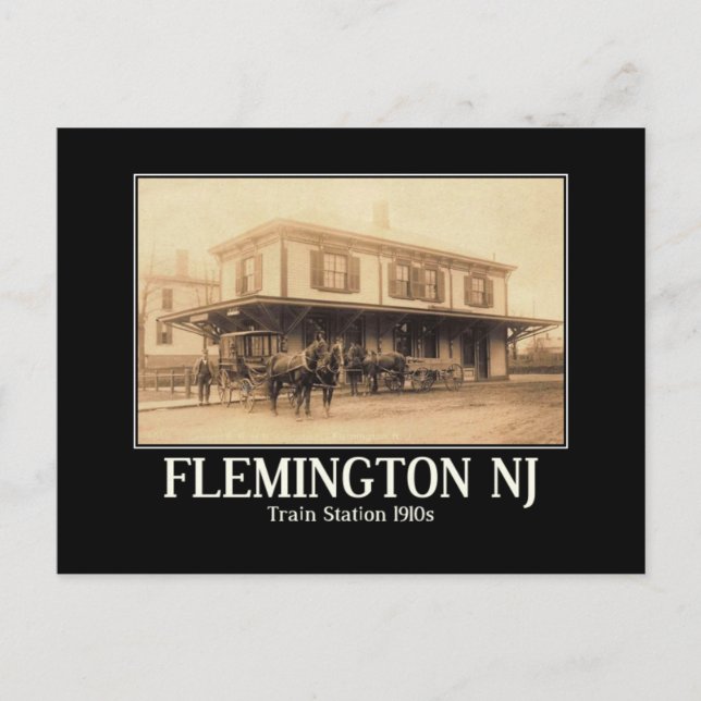 Cartão Postal Estação de trem Flemington NJ 1910 (Frente)