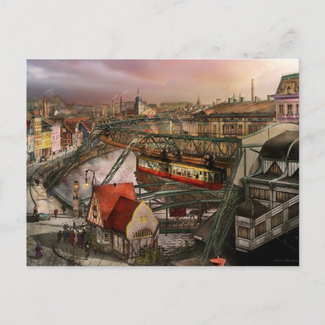 Cartão Postal Estação de trem - Wuppertal Schwebebahn 1913 (Frente)