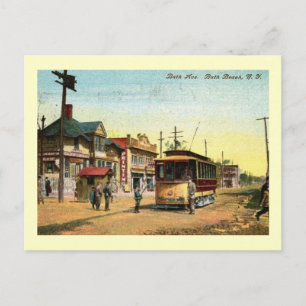 Cartão Postal Estação de Trolley, Bath Beach, Brooklyn Vintage