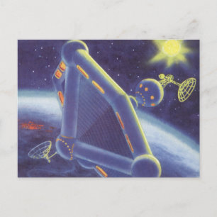 Cartão Postal Estação Espacial Orbital de Ficção Científica Vint