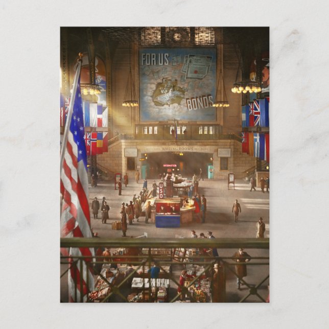 Cartão Postal Estação Ferroviária - Chicago Ill - Para nós 1943 (Frente)