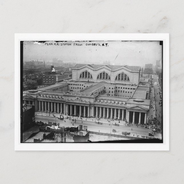 Cartão Postal Estação Ferroviária da Pensilvânia NY Vintage (Frente)