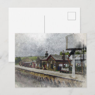 Cartão Postal Estação Ferroviária de Oxenhope Patrimônio em Aqua