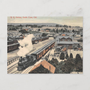 Cartão Postal Estação Ferroviária papais noeis Cruz California 1