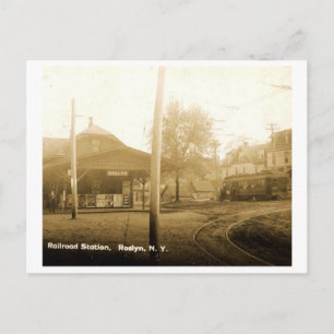 Cartão Postal Estação Ferroviária, Roslyn, Long Island, Vintage