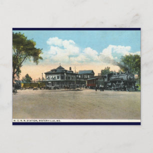 Cartão Postal Estação Ferroviária, Waterville, ME 1920 Vintag