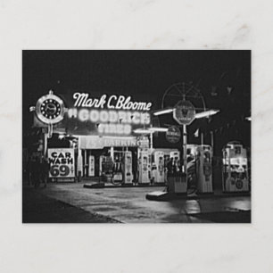 Cartão Postal Estação Gasolina Hollywood California Vintage 19