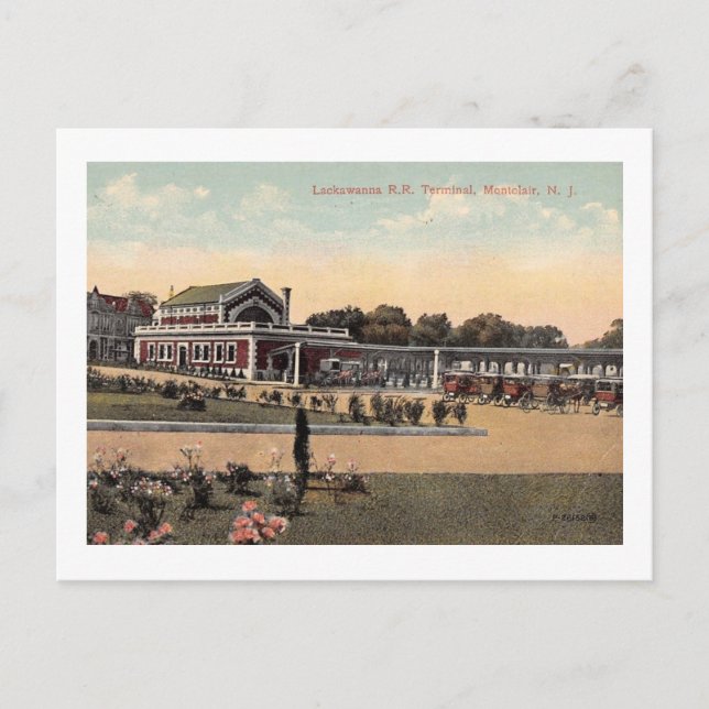 Cartão Postal Estação Lackawanna RR, Montclair NJ Vintage (Frente)