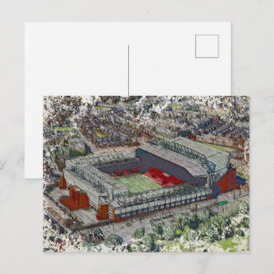Cartão Postal Estádio Anfield Liverpool - Aquarela Artística