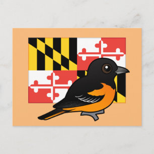Cartão Postal Estado Birdorable de Maryland: Baltimore Oriole