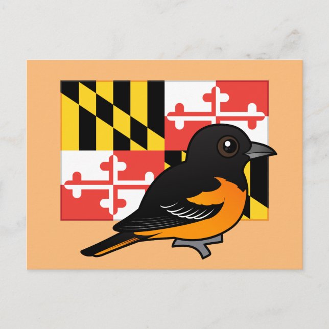 Cartão Postal Estado Birdorable de Maryland: Baltimore Oriole (Frente)