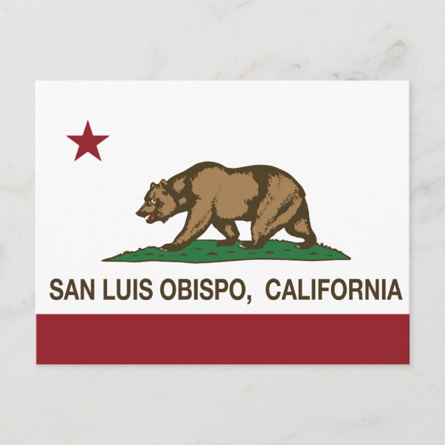 Cartão Postal Estado da Califórnia Bandeira San Luis Obispo (Frente)
