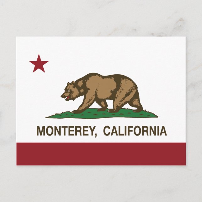 Cartão Postal Estado da Califórnia Flag Monterey (Frente)