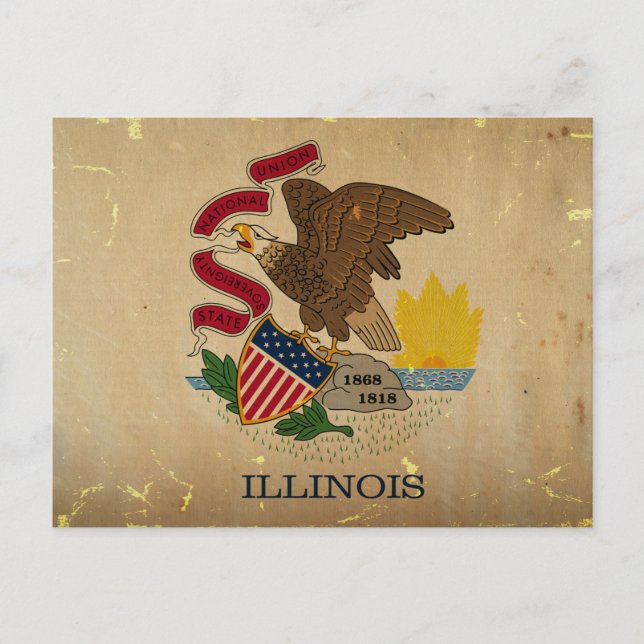Cartão Postal Estado de Illinois Flag VINTAGE.png (Frente)