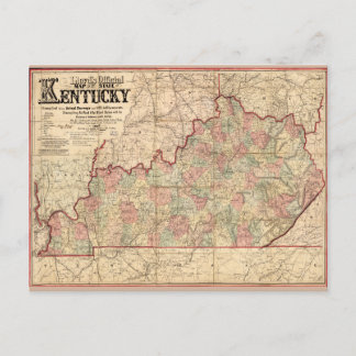 Cartão Postal Estado de mapa de Kentucky por James Lloyd (1862)