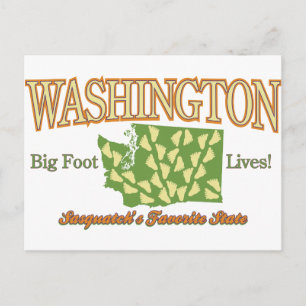 Cartão Postal Estado de Washington - Bigfoot Vive!