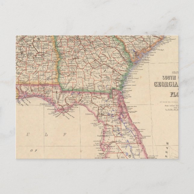 Cartão Postal Estados da Carolina do Sul, Geórgia e Alabama (Frente)