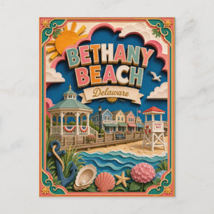 Cartão Postal Estados de PopCut Bethany Beach Delaware Arte de P