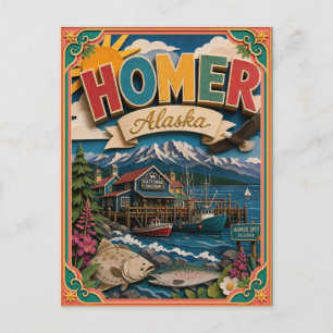 Cartão Postal Estados de PopCut Homer Alaska Arte de Papel