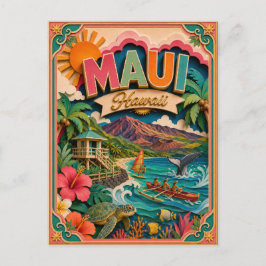 Cartão Postal Estados de PopCut Maui Havaí Arte de Papel
