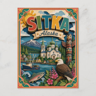 Cartão Postal Estados de PopCut Sitka Alasca Arte de Papel