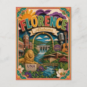 Cartão Postal Estados do PopCut Florença Alabama Arte de Papel