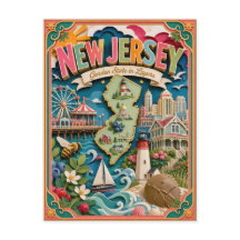 Estados do PopCut Nova Jersey Arte em Papel Colori