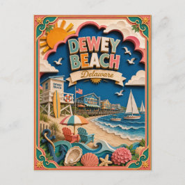 Cartão Postal Estados do PopCut Praia Dewey Delaware Arte de Pap
