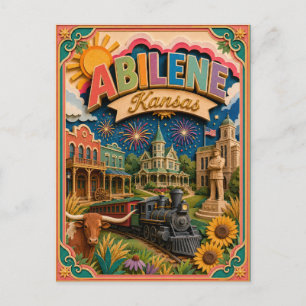Cartão Postal Estados PopCut Abilene Kansas Arte em Papel