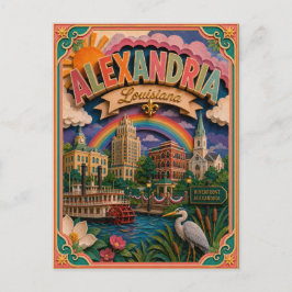 Cartão Postal Estados PopCut Alexandria Louisiana Arte em Papel