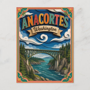 Cartão Postal Estados PopCut Anacortes Washington Arte em Papel