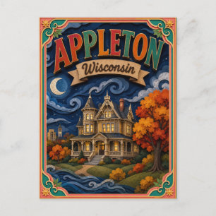 Cartão Postal Estados PopCut Appleton Wisconsin Arte em Papel