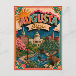 Cartão Postal Estados PopCut Augusta Maine Arte em Papel