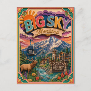 Cartão Postal Estados PopCut Big Sky Montana Arte em Papel
