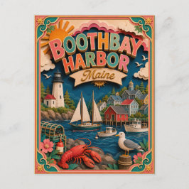 Cartão Postal Estados PopCut Boothbay Harbor Maine Arte em Papel