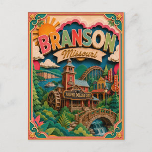 Cartão Postal Estados PopCut Branson Missouri Arte em Papel