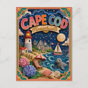 Cartão Postal Estados PopCut Cape Cod Massachusetts Arte em Pape