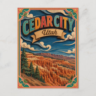 Cartão Postal Estados PopCut Cedar City Utah Arte em Papel