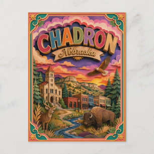 Cartão Postal Estados PopCut Chadron Nebraska Arte em Papel