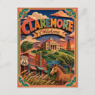 Cartão Postal Estados PopCut Claremore Oklahoma Arte em Papel
