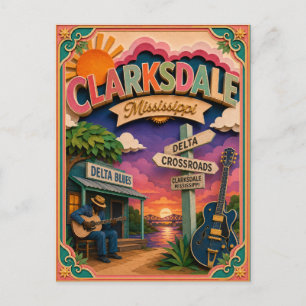 Cartão Postal Estados PopCut Clarksdale Mississippi Arte em Pape